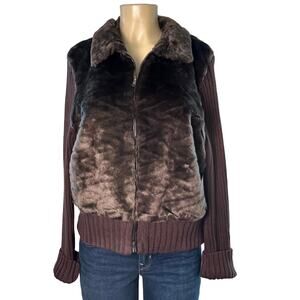 Shaver Lake Casuals Brown Sweater Faux Fur Size XL